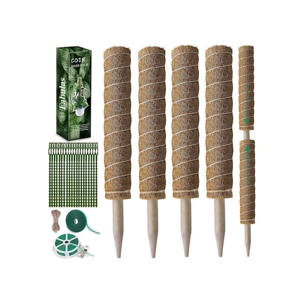 16 in. Plant Stakes for Indoor Plants Coir Moss Pole with Garden Ties (4-Pack)