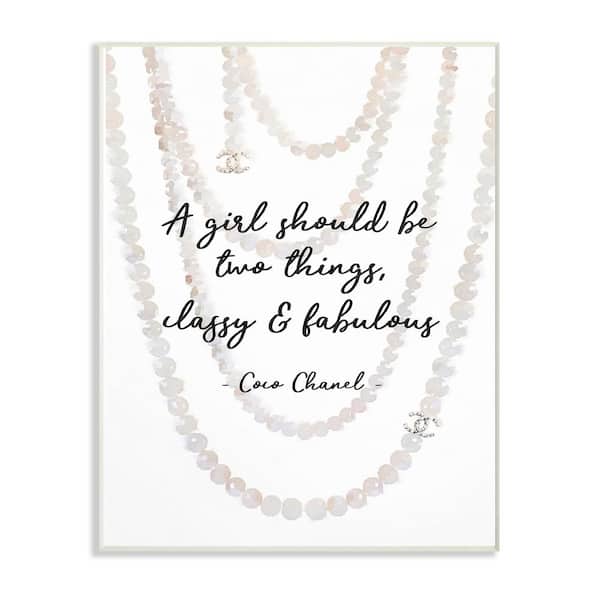 Stupell Industries 10 in. x 15 in. "Classy and Fabulous Fashion Quote with Pearls" by Amanda Greenwood Wood Wall Art