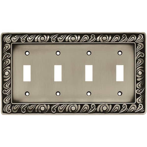 Liberty Pewter 4-Gang 4-Toggle Wall Plate (1-Pack)