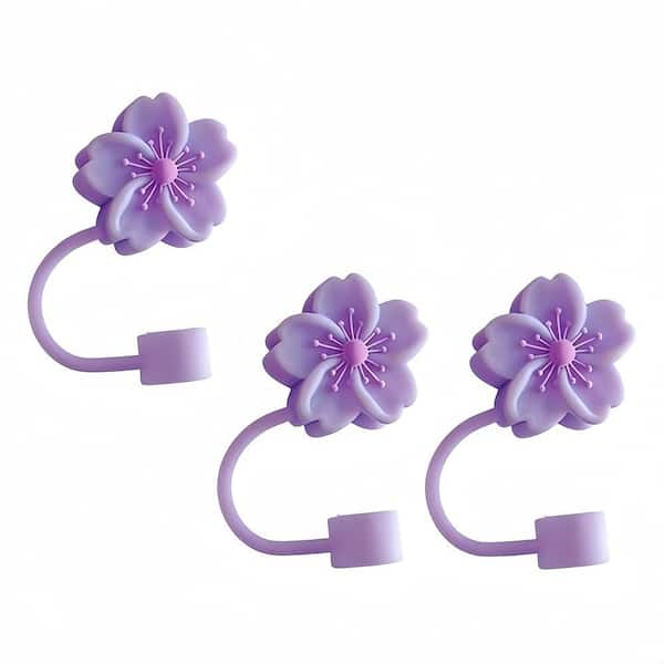 Reusable Disposable Silicone Straw Caps for 10mm Tumbler Compatible w/ Stanley 30oz. and 40oz. Tumblers, Purple (3-Pack)
