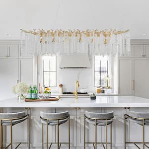 14-Light Gold Chandelier, Luxury Flush Mount Chandelier with K9 Crystal, for Dining Room, Living Room, Kitchen and Foyer