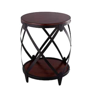 Bardot 20 in. Chestnut and Black 26.25 in. High Round Wood Top End Table