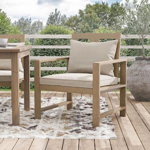 Bordeaux Metal Outdoor Dining Arm Chair With Beige Cushion (2-Pack)
