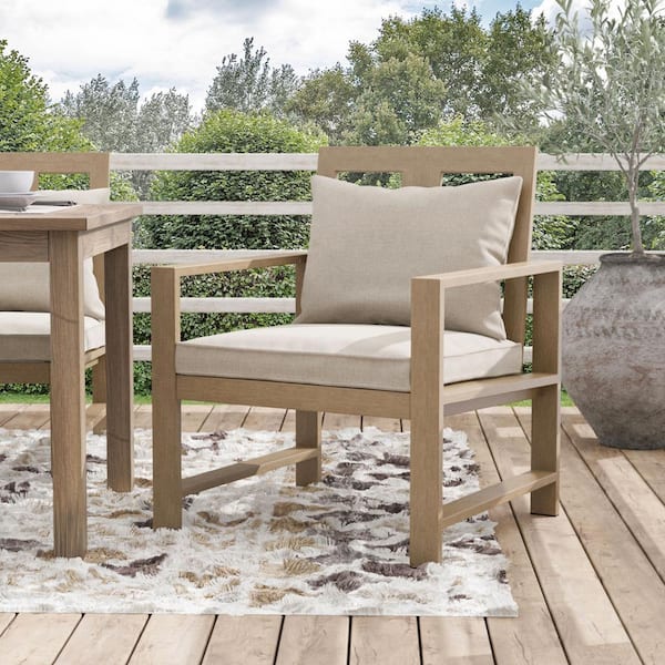 GREEMOTION Bordeaux Metal Outdoor Dining Arm Chair With Beige Cushion (2-Pack)