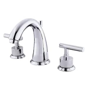 Manhattan 8 in. Widespread 2-Handle Bathroom Faucets with Brass Pop-Up iin Polished Chrome