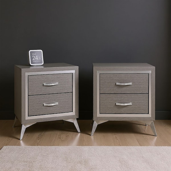 New Classic Furniture Huxley Gray 2-Drawer Nightstand (Set of 2)