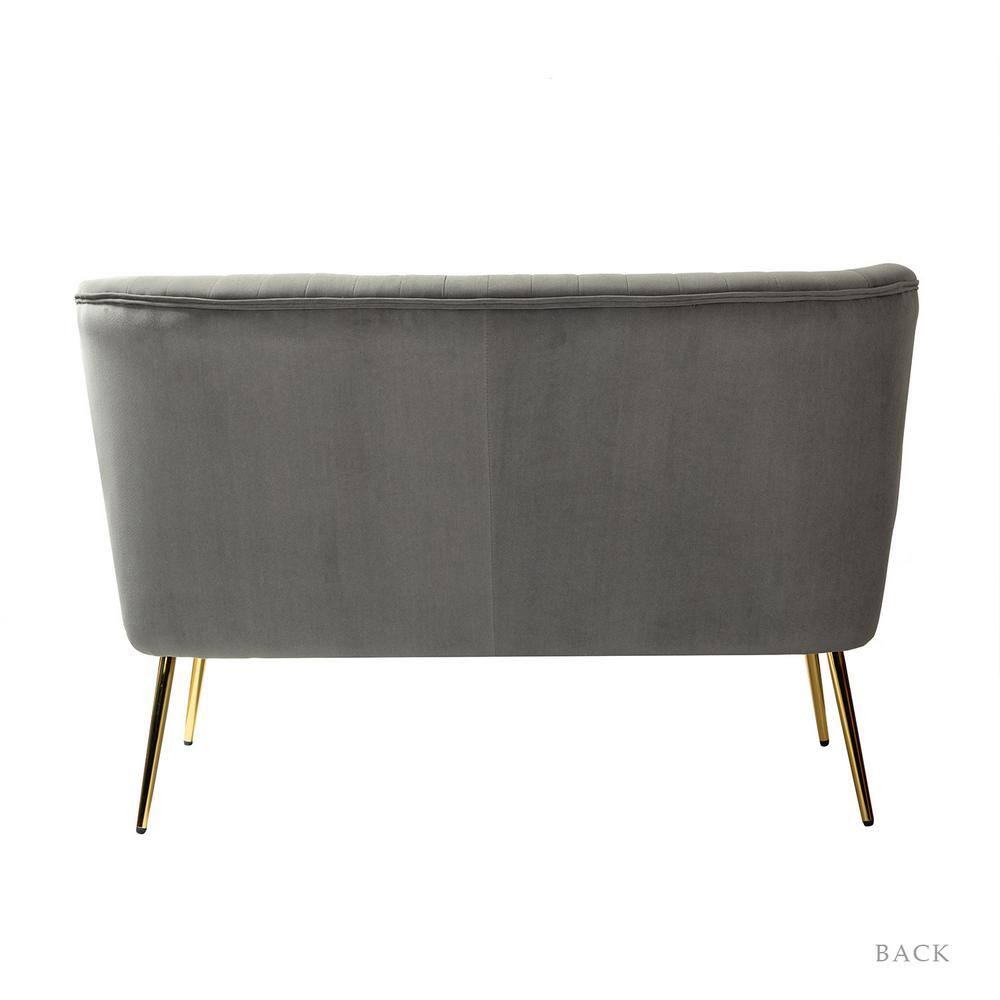 Buy Carmita Grey 47 in. Golden Base Velvet Tufted 2Seats Loveseats