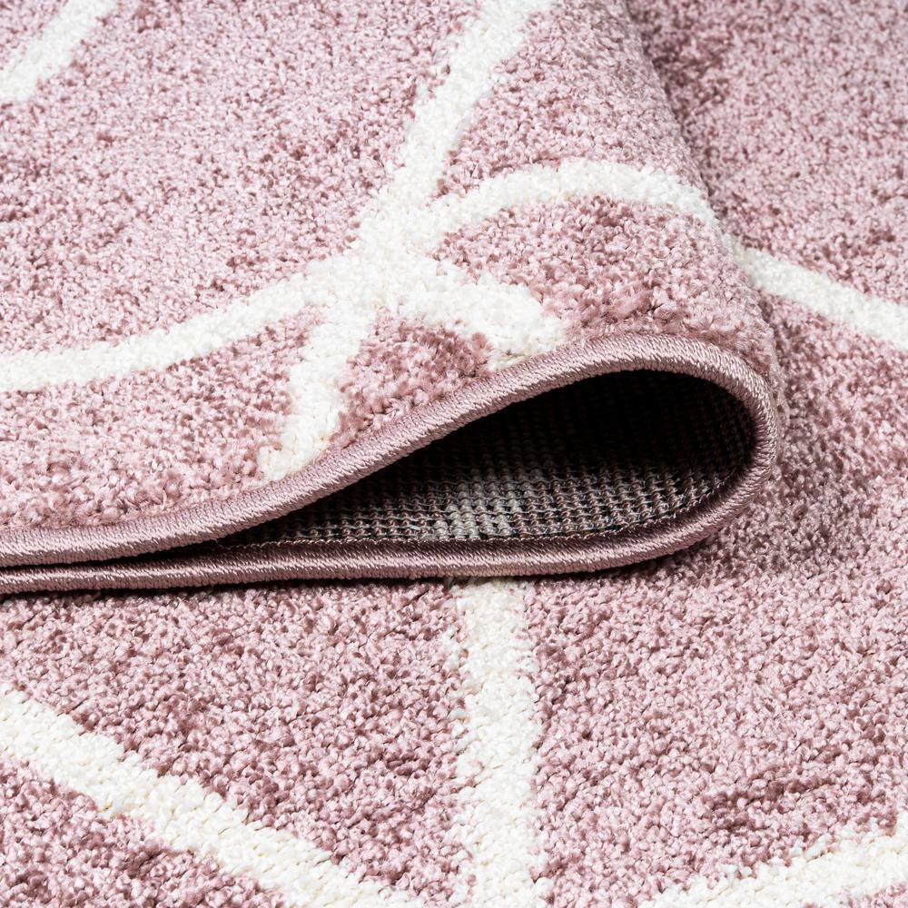 Rose and White Geometric Flat Woven Reversible Area Rug