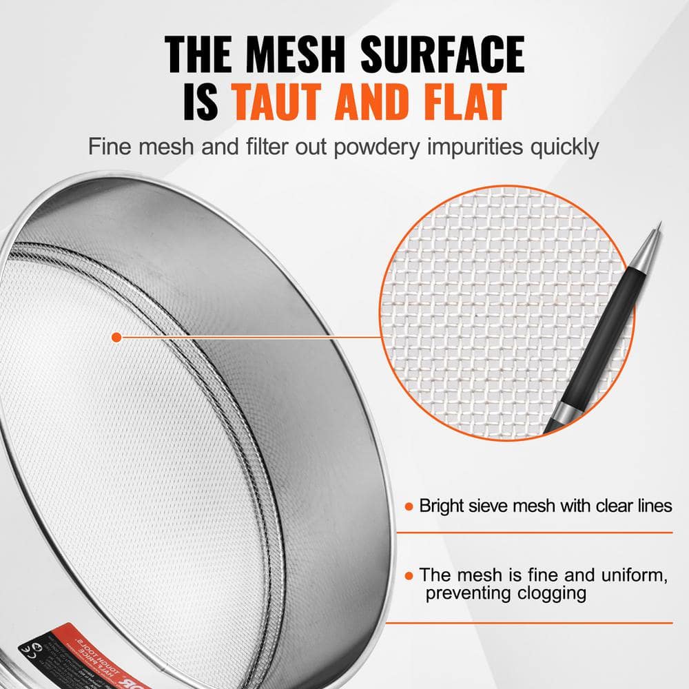 12.6" Silver Stainless Steel Fine Mesh Flour Sifter