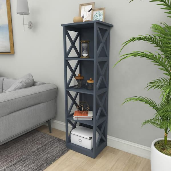 Litton Lane 51 in. H x 16 in. W Grey Wood 4-Cube Storage Organizer