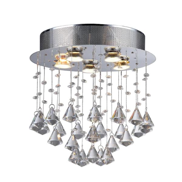 Warehouse of Tiffany Catherine 5-Light Crystal Chrome Ceiling Lamp