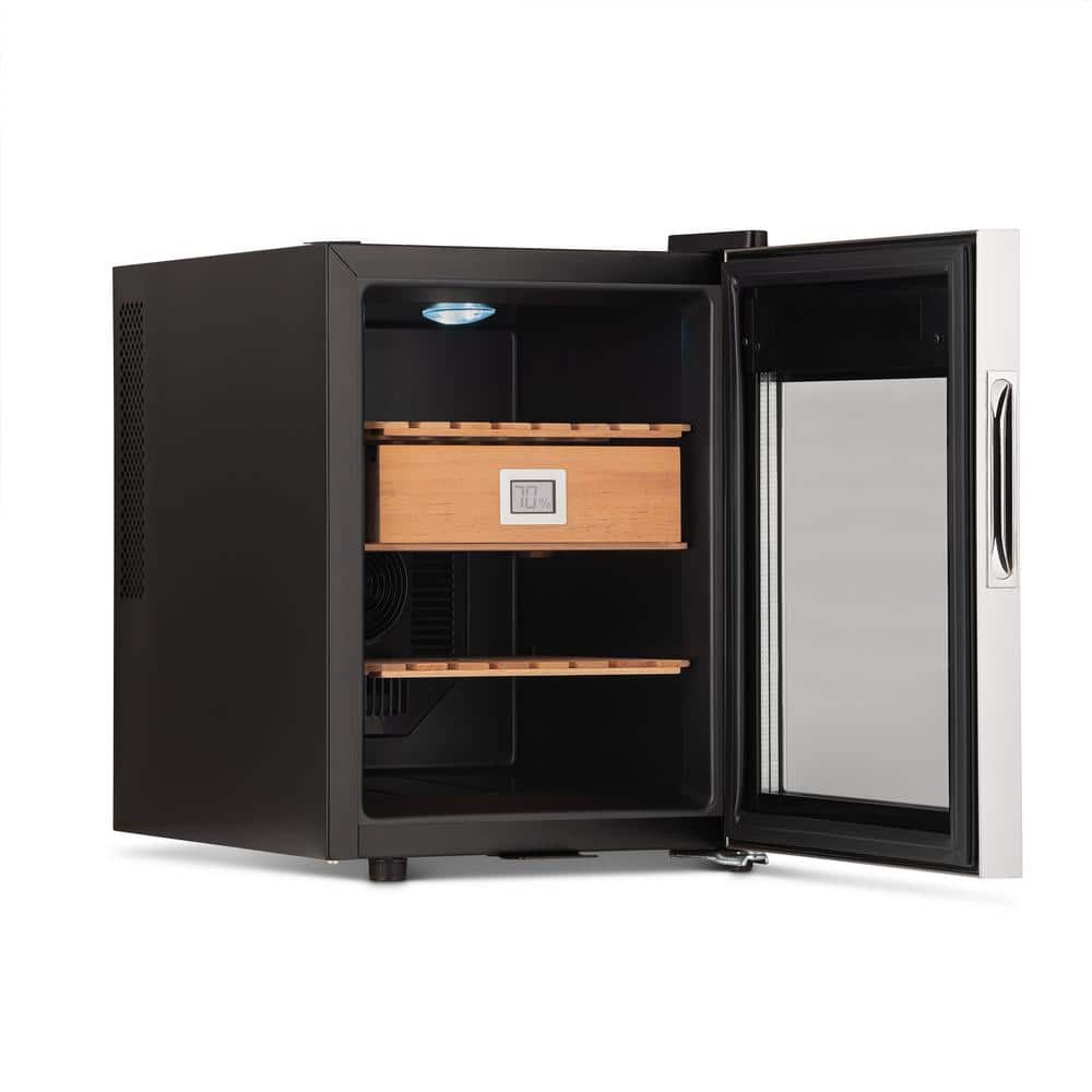 Stainless Steel Electric Cigar Humidor with Spanish Cedar Shelves