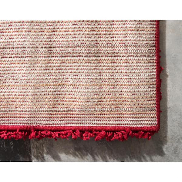 Unique Loom Solid Shag Rug, Cherry Red