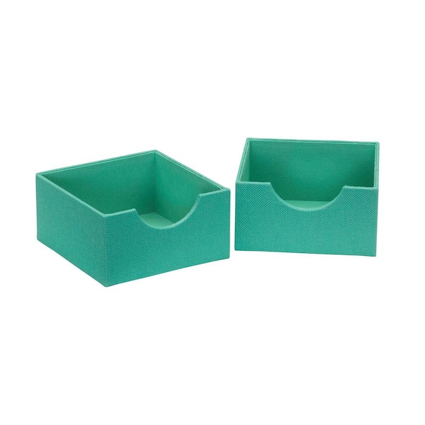 HOUSEHOLD ESSENTIALS Seafoam Linen 6 in. Square Hard-Sided Trays (2-Piece)