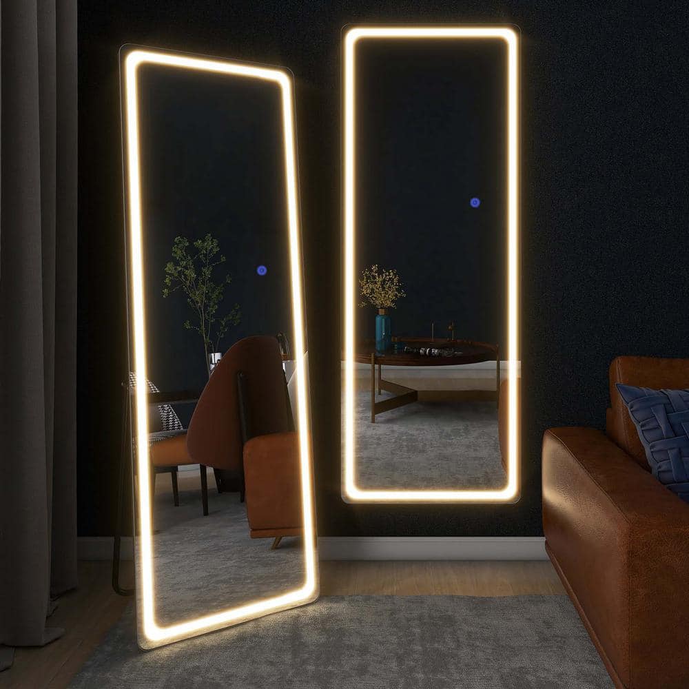 Silver 20 in. W x 63 in. H Rectangle Full Length Mirror Wall-Mounted Vanity