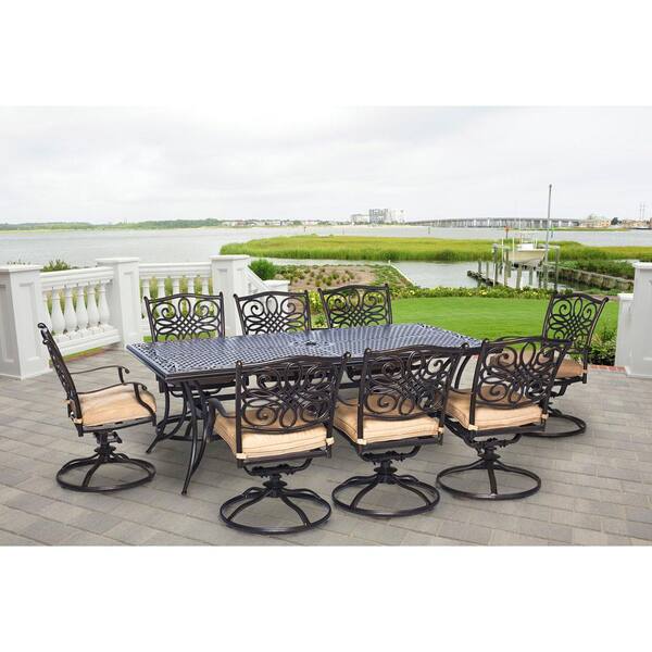 Hanover Traditions 9 Piece Aluminum, Home Depot Outdoor Dining Room Sets