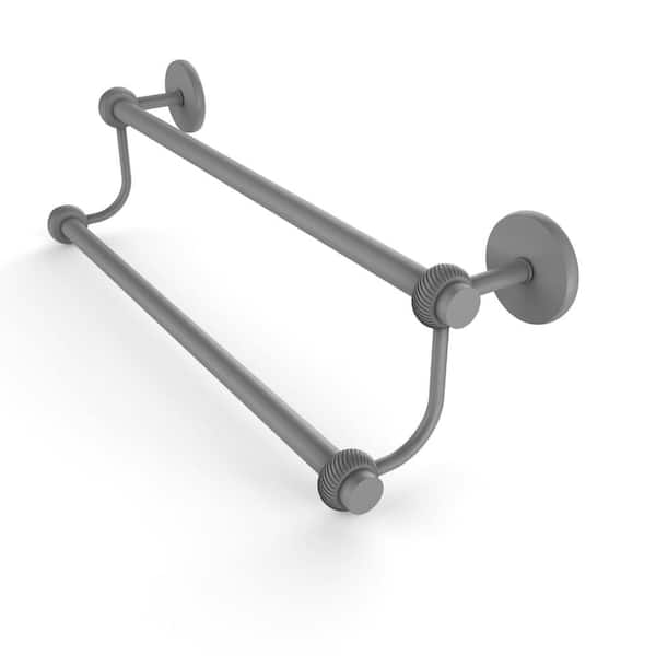 Allied Brass Satellite Orbit Two 18 in. Wall Mounted Double Towel Bar with Twisted Accent in Matte Gray