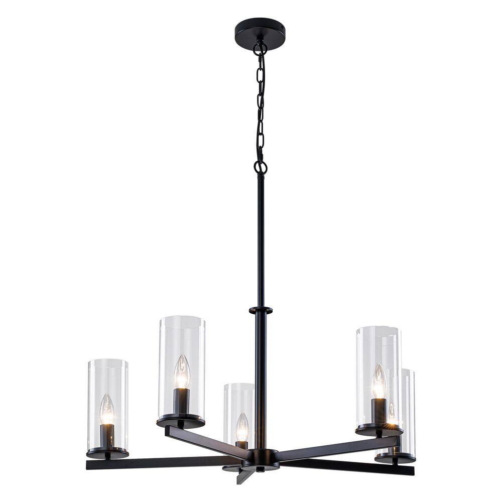 5-Light Modern Black Chandelier with Glass Tube for Dining Room Kitchen Island Living Room Industrial Farmhouse price history on PriceWatchPro