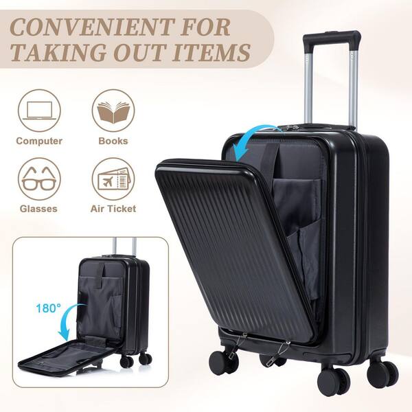 Boyel Living 2-Piece Black ABS Hardside Spinner Luggage Set with