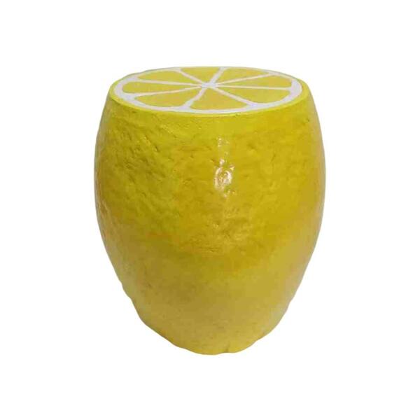 Yellow Lemon Plastic Stool 14 in. Garden Stool and Side Table, Multi ...