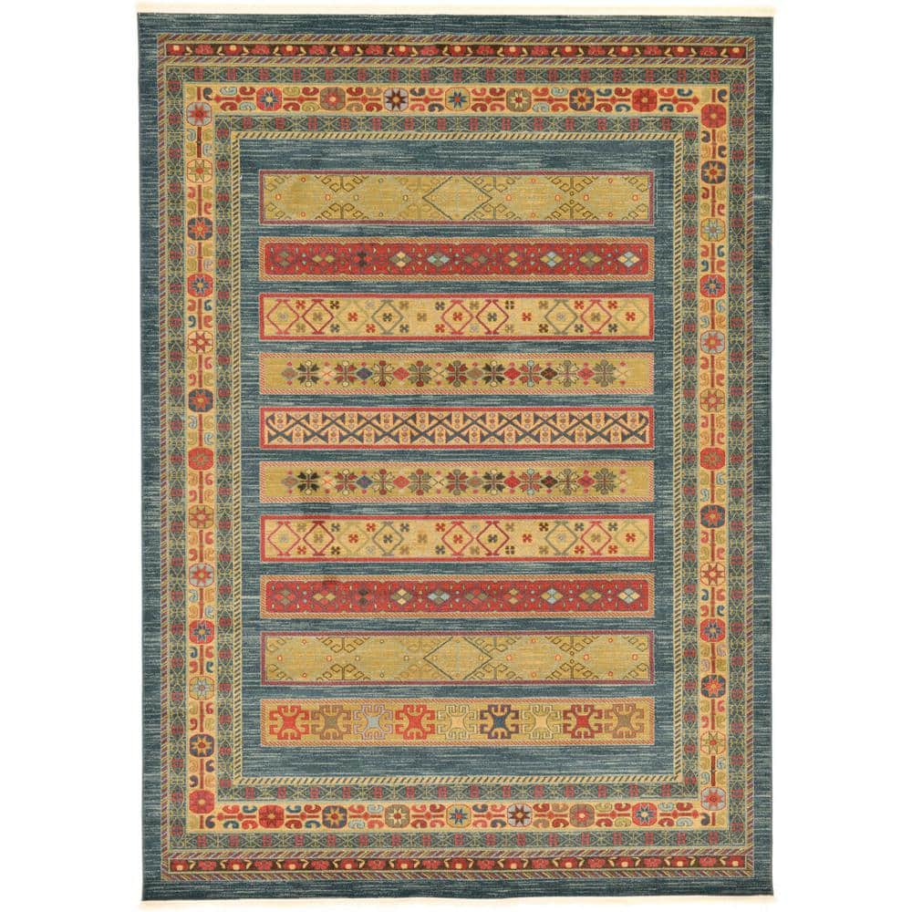 Luxe Lodge High Pile 8'x11' Blue Synthetic Area Rug