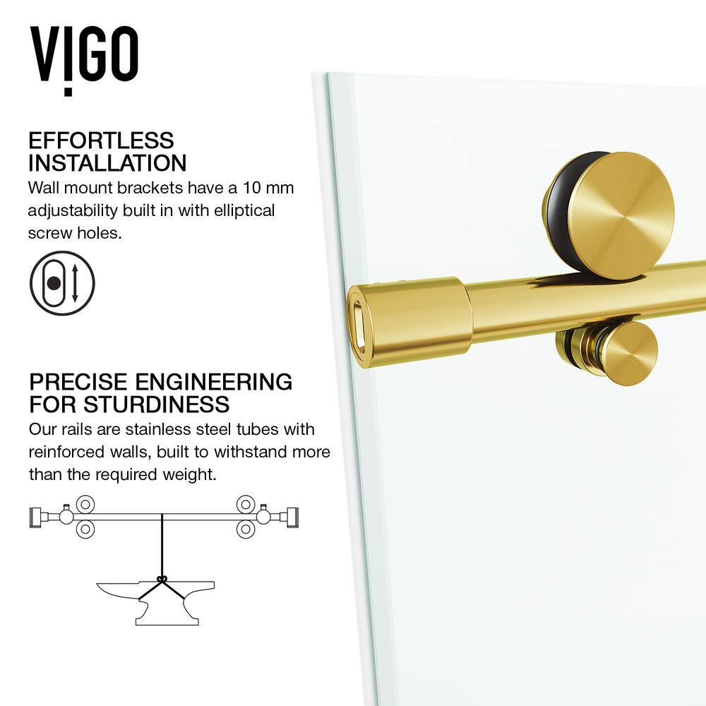 Elan E-Class 56-60" Frameless Sliding Shower Door in Matte Brushed Gold