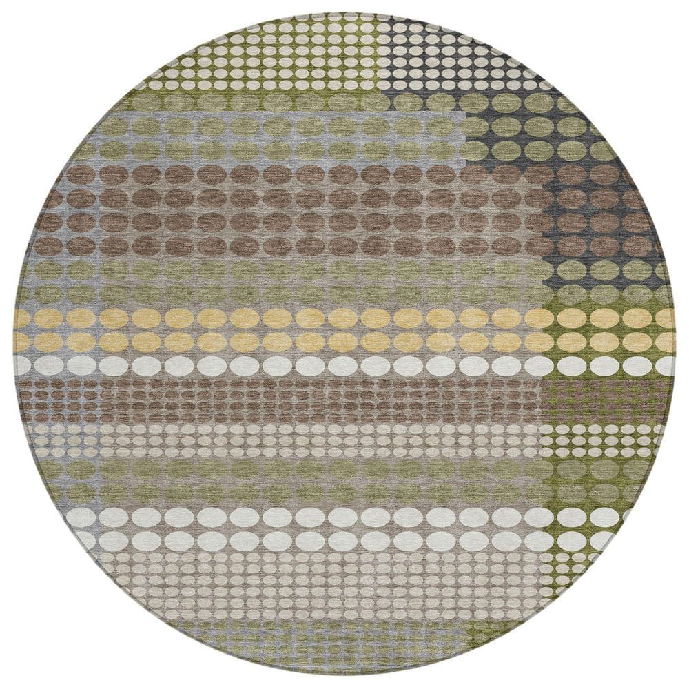 Chantille Machine Washable Indoor/Outdoor Abstract ACN2445 Olive 8 ft. x 8 ft. Round Rug price history on PriceWatchPro