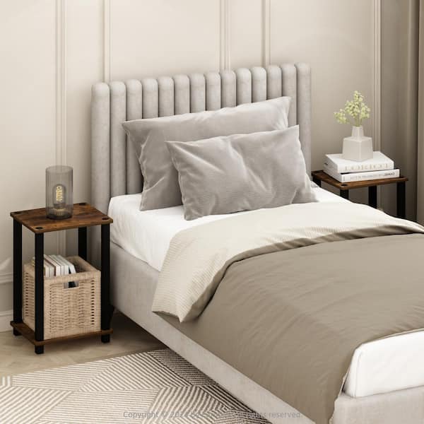 Furinno Simplistic Amber Pine/Black 13.4 in. W Nightstand (Set of 2)