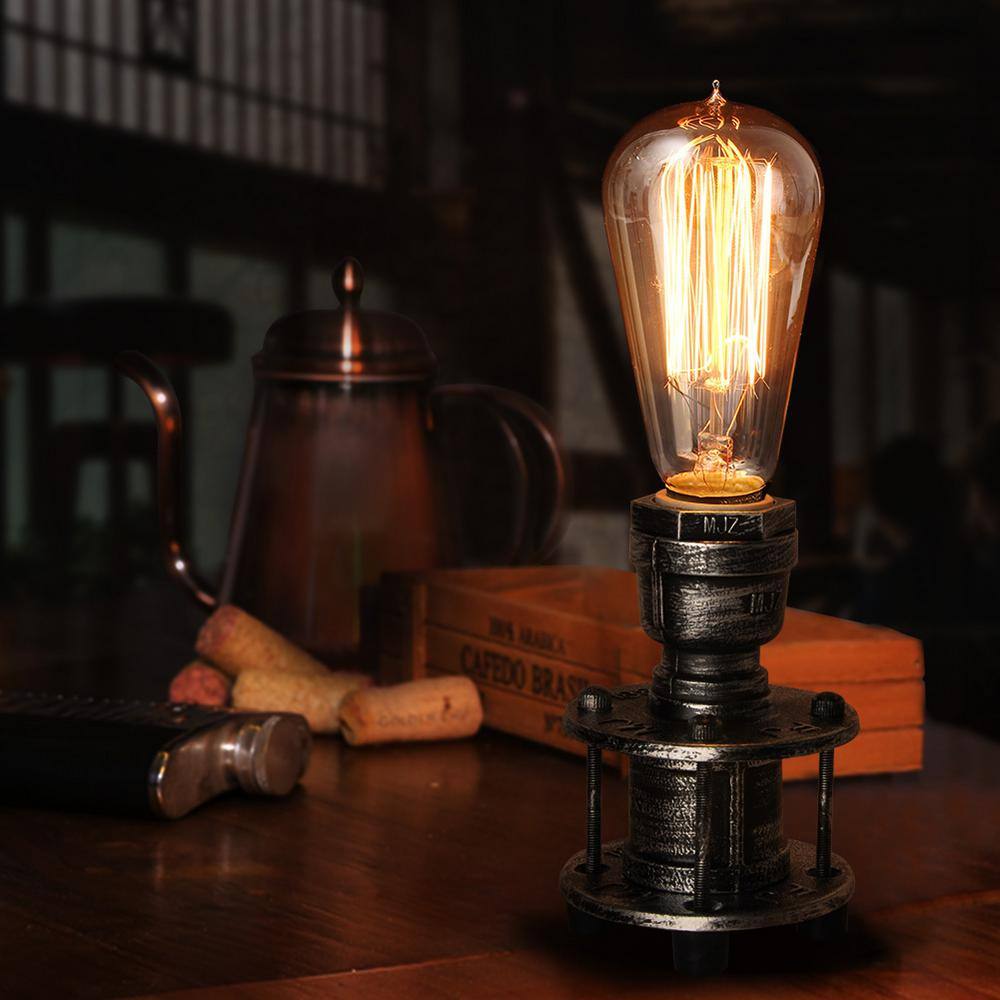 Silver Industrial Iron Candlestick Task Lamp