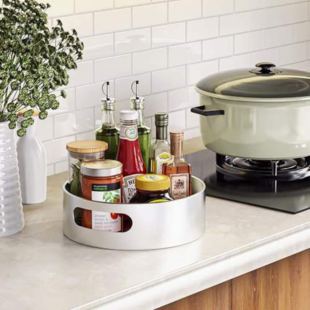 Lynzavix 2 Tier White Countertop Rotating Spice Rack Organizer With 16 ...