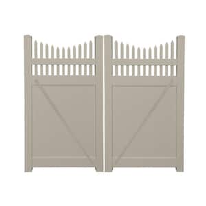 Halifax 7.4 ft. W x 7 ft. H Tan Vinyl Privacy Fence Double Gate Kit