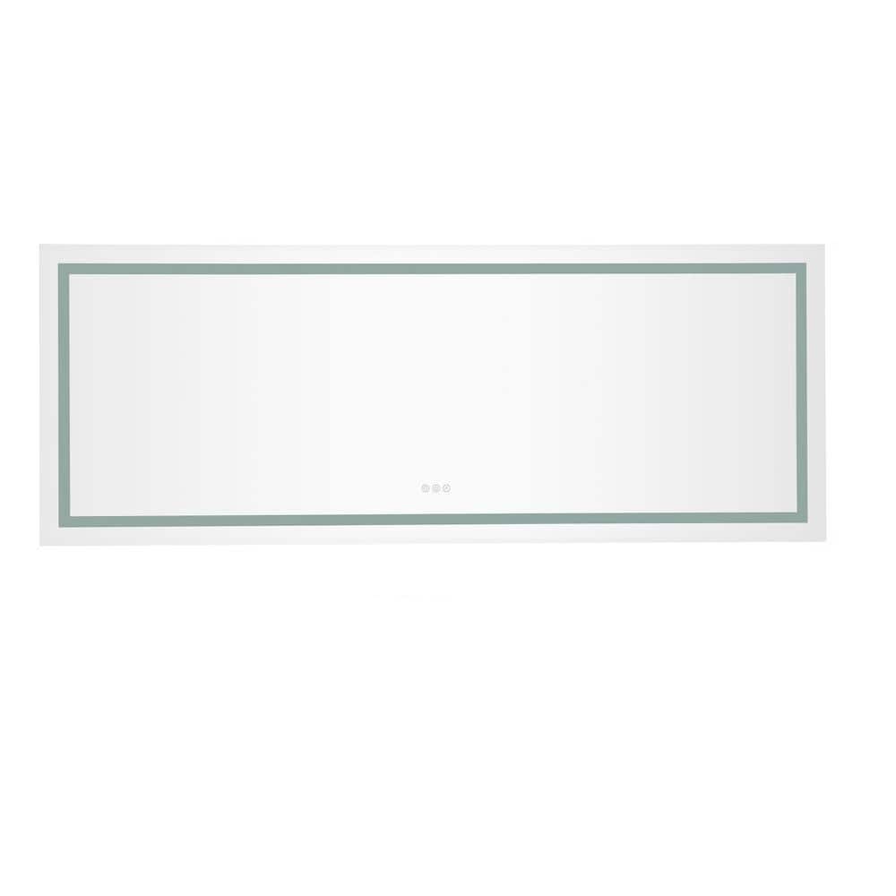 84 in. W x 32 in. H Oversized Rectangular Frameless LED Anti-Fog with Memory Function Wall Bathroom Vanity Mirror, Classic