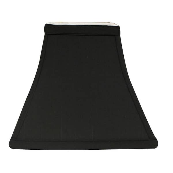 12 in. Black White Shantung Fabric Bell Lamp Shade with Screw On Fitter