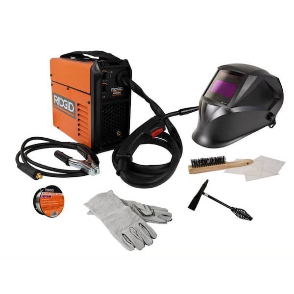 90 Amp, 120-Volt, Flux Core Feed Welder Kit with Auto Darkening Helmet, 2 lbs. Wire, Gloves, Wire Brush, Chipping Hammer