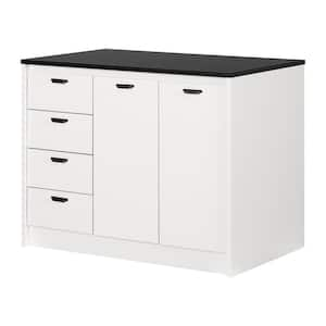 Amaro Faux Black Stone and White Melamine 47.25 in. Kitchen Island