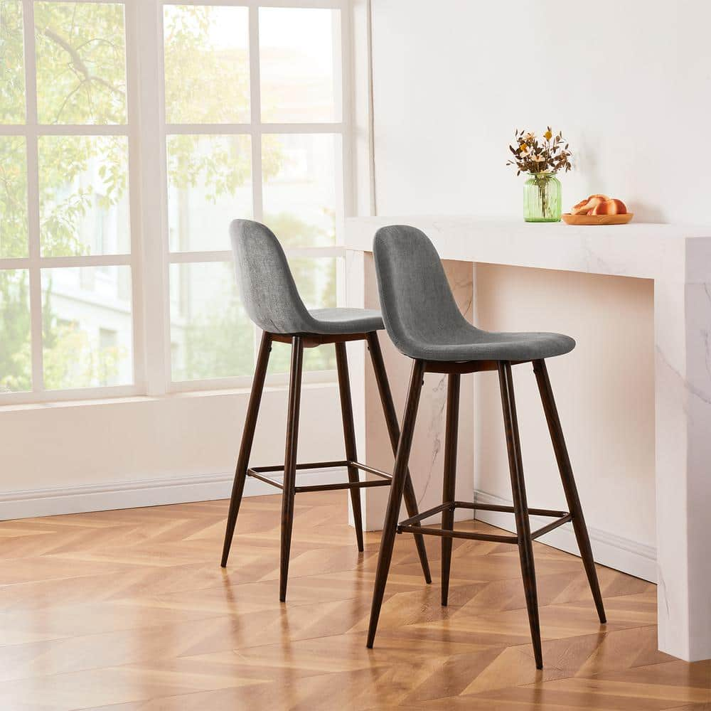 Homy Casa Charlton 30 in Grey Low Back Metal Frame Bar Stool with ...