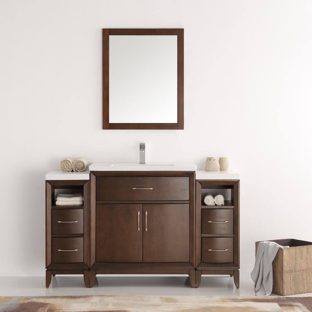 Antique Coffee 54" Free-Standing Vanity Set with Mirror
