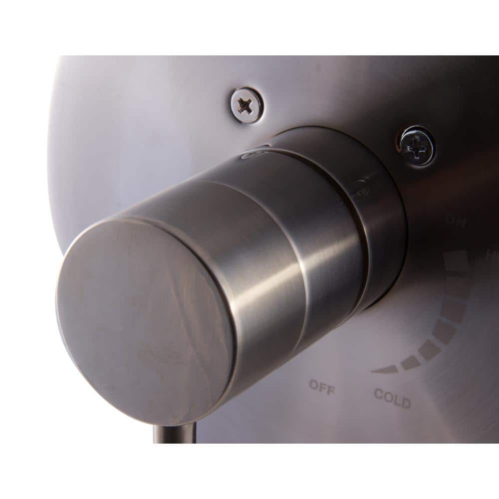 Brushed Nickel Round Single-Handle Shower Mixer with Lever