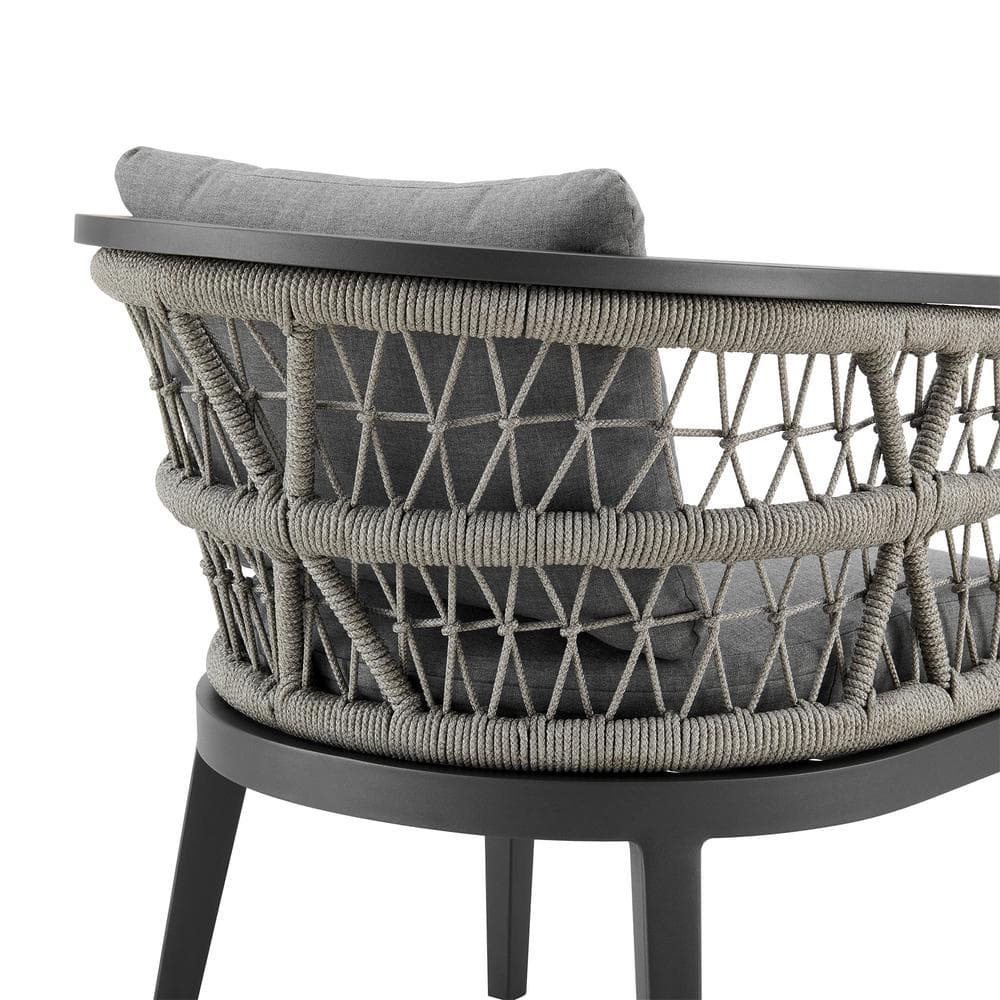 Zella Gray Aluminum Outdoor Dining Arm Chair with Cushions
