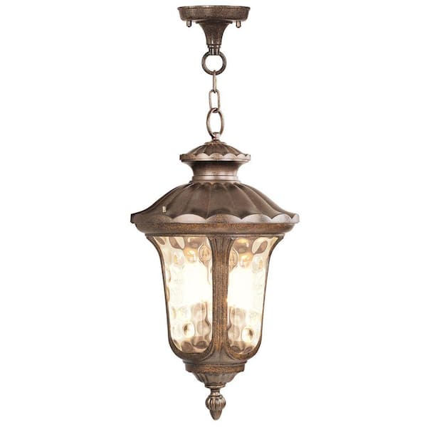 Livex Lighting Oxford 3 Light Moroccan Gold Outdoor Pendant Lantern