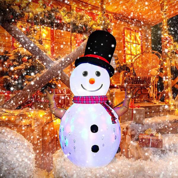 8 ft. H Christmas Inflatable Decoration Rotating Snowman with 