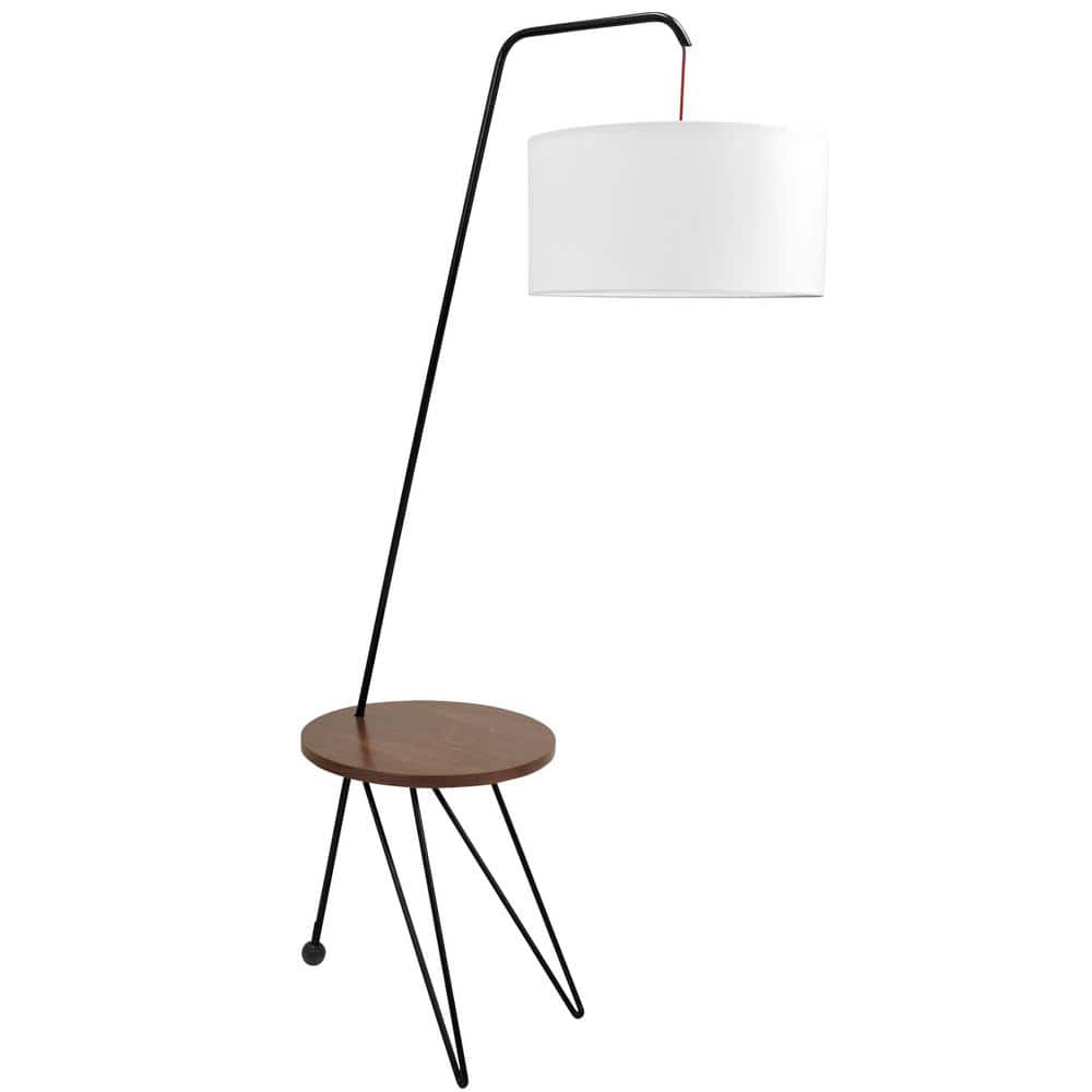 White Floor Lamp With Round Wood Table, Lumisource Table Lamp