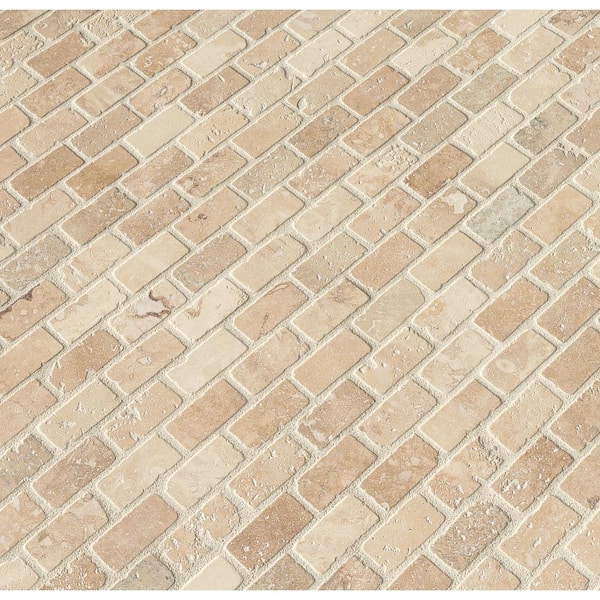 MSI Chiaro Brick 12 in. x 12 in. Textured Travertine Floor and Wall Tile (1 sq. ft./Each)