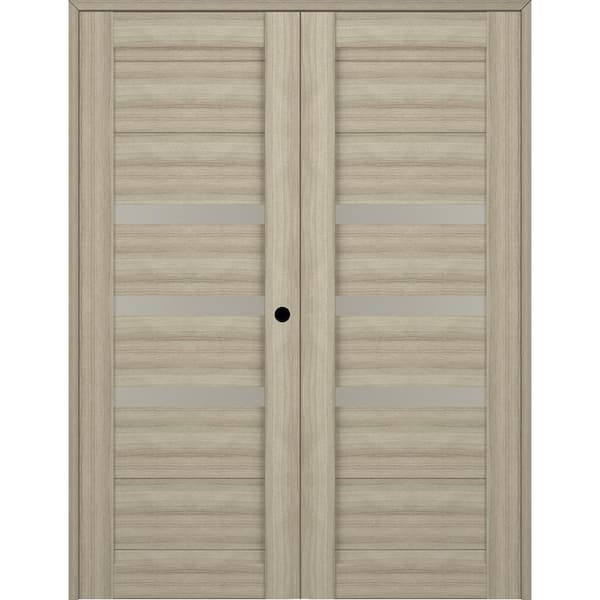 Belldinni Dora 72 in.x 84 in. Left Hand Active 3-Lite Shambor Wood Composite Double Prehung Interior Door