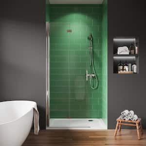 30 in. W x 72 in. H Frameless Bi-fold Shower Glass Door In Chorme Finish With 1/4 in Thick Clear Tempered Glass