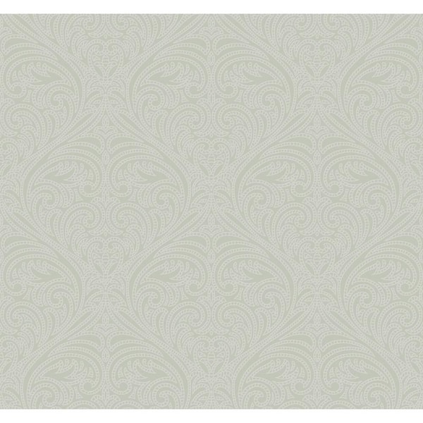 York Wallcoverings Blue Romance Damask Paper Unpasted Matte Wallpaper, 27-in. by 27-ft.