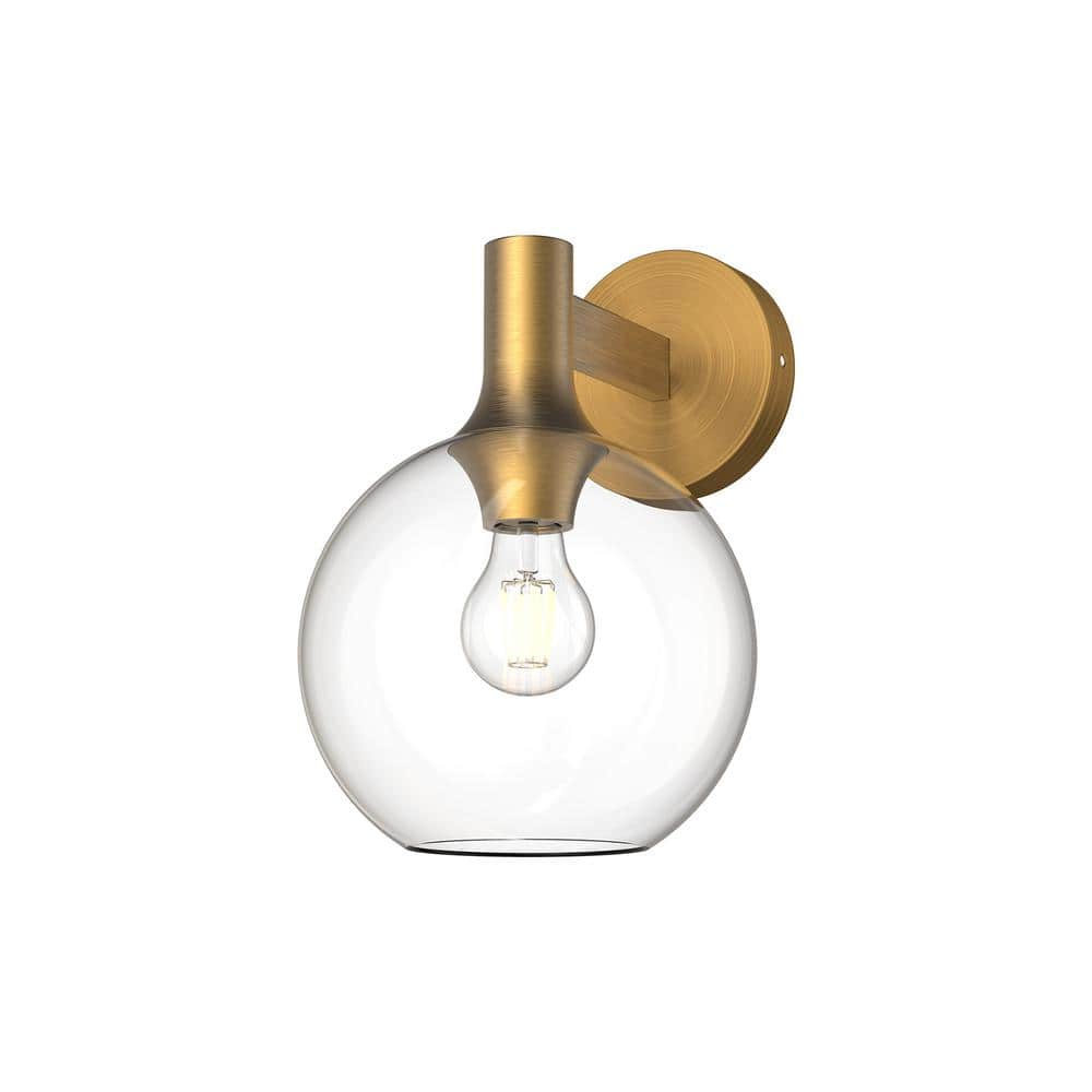 ALORA MOOD Castilla 8-in 1 Light 60-Watt Aged Gold/Clear Glass Vanity ...