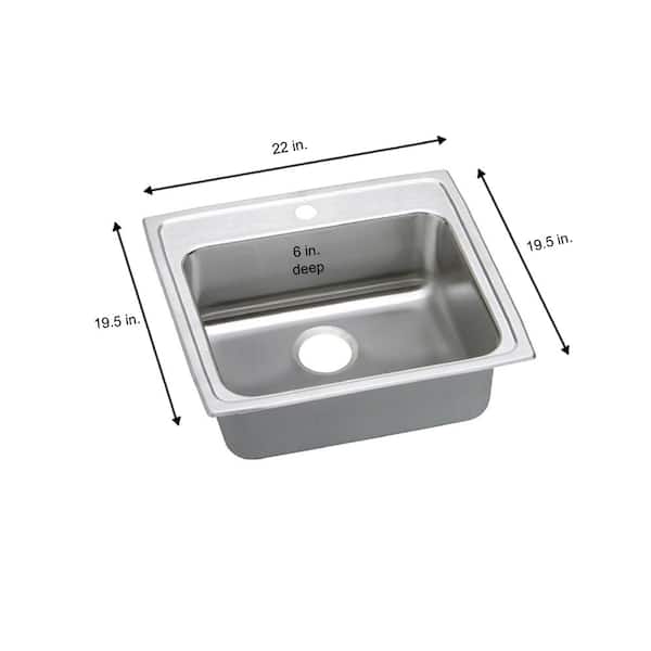 Lustertone 22 in. Drop-in Single Bowl 18-Gauge Stainless Steel Kitchen ADA Sink Only