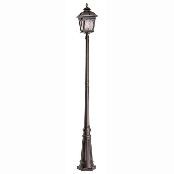 Bel Air Lighting Briarwood 7 ft. 1-Light Black Outdoor Lamp Post Light Set with Water Glass