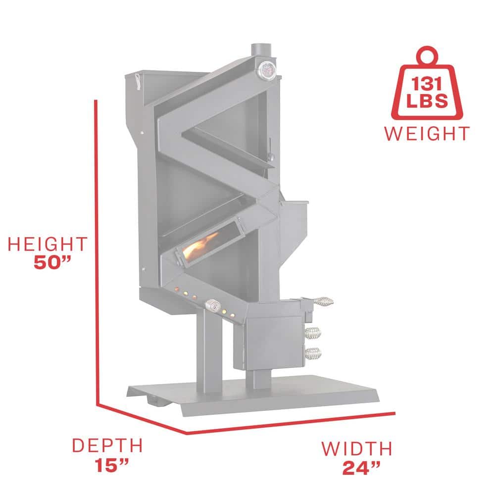 Wiseway Black Steel 2,000 Sq Ft Non-Electric Pellet Stove
